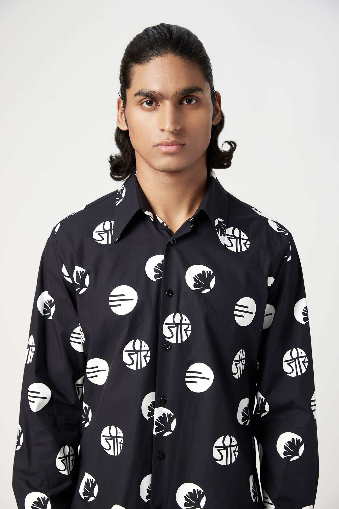 Regular Fit Button-Up Shirt in an Eye-Catching Stamp Print - Genes Lecoanet Hemant