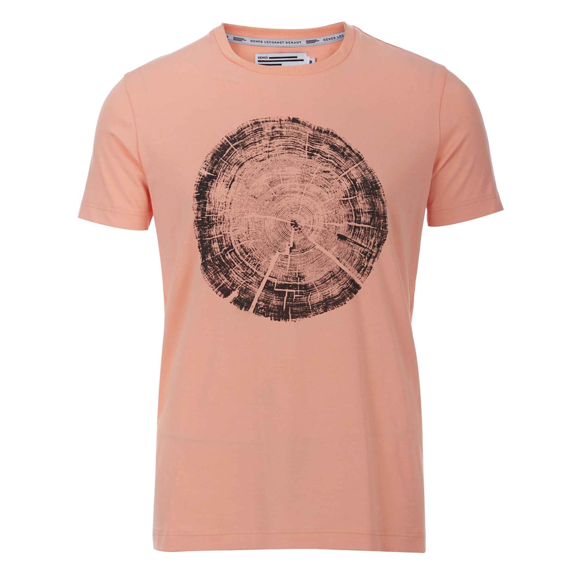 Peach Graphic Tree-Ring Print Cotton T-Shirt