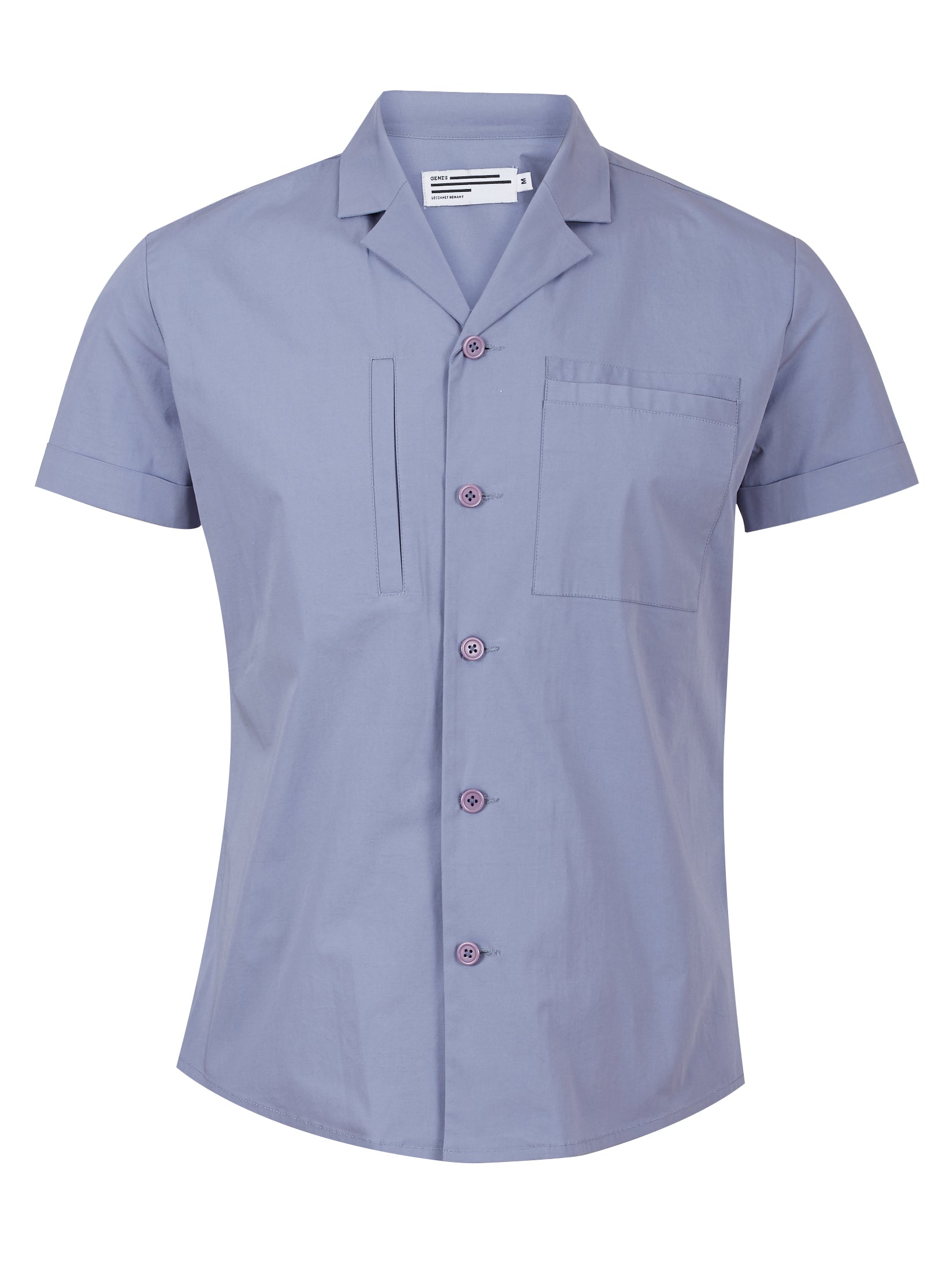 Men's Sky Blue Cuban Collar Short Sleeve Shirt
