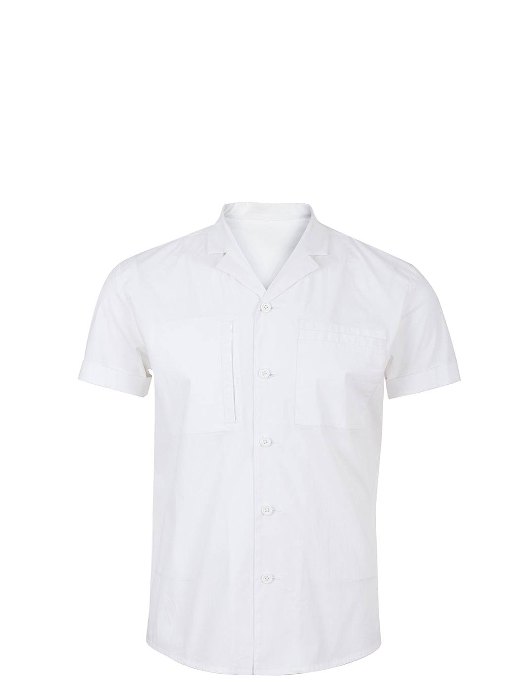 Men's White Cuban Collar Short Sleeve Shirt