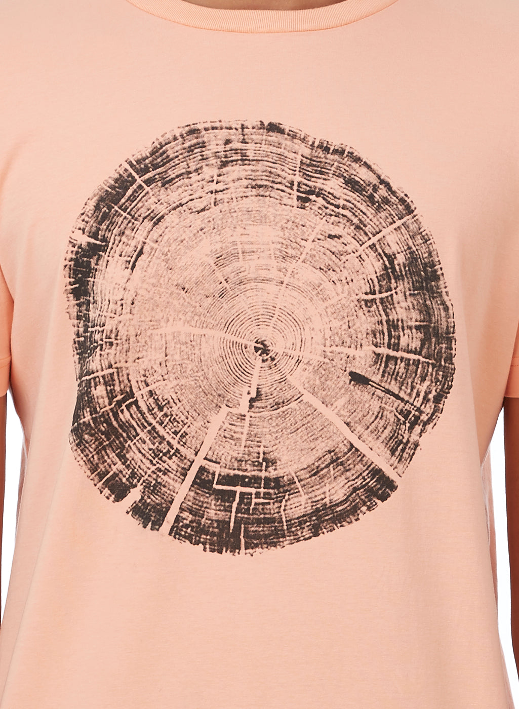 Peach Graphic Tree-Ring Print Cotton T-Shirt