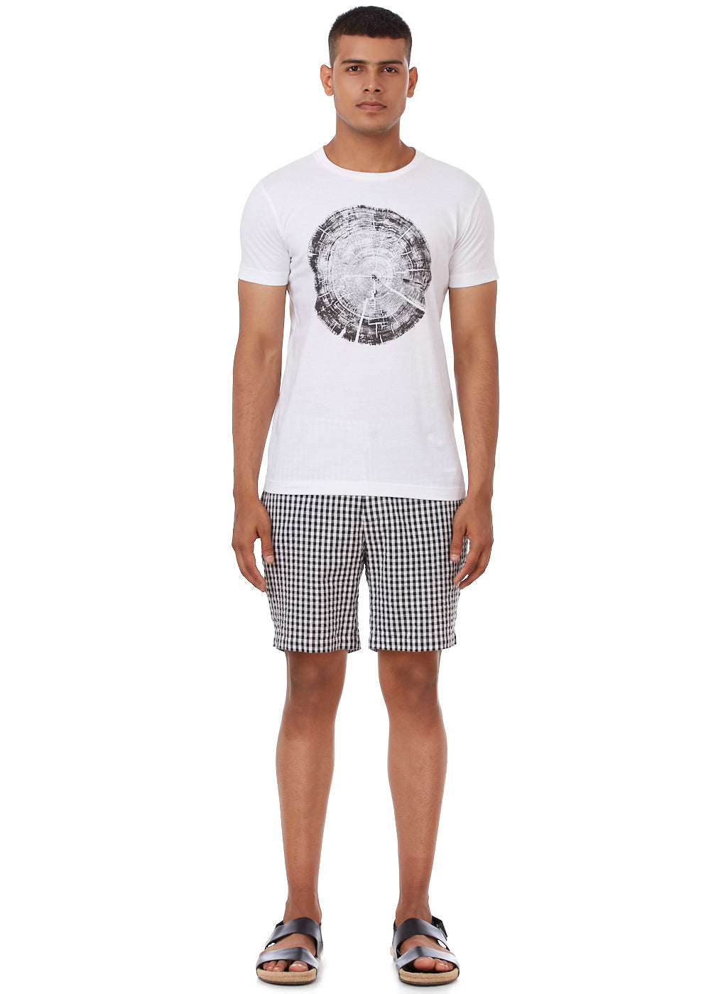 White Tree-Ring Graphic Cotton T-Shirt