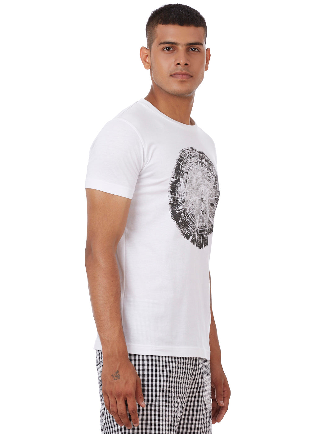 White Tree-Ring Graphic Cotton T-Shirt