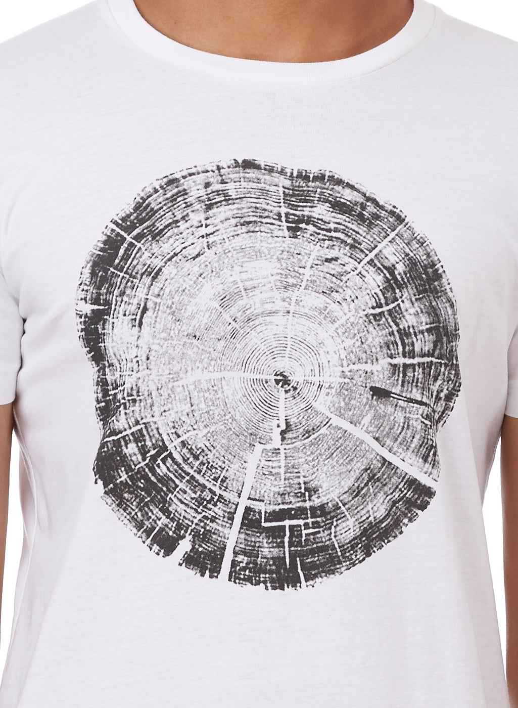 White Tree-Ring Graphic Cotton T-Shirt