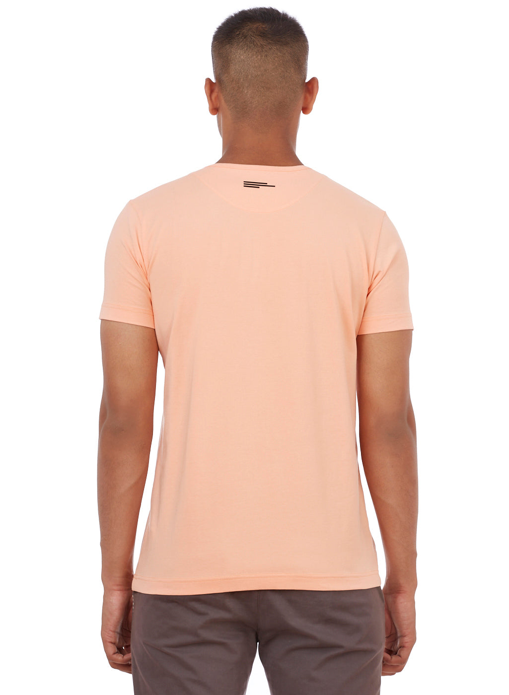 Peach Buttoned Henley Neck T-Shirt