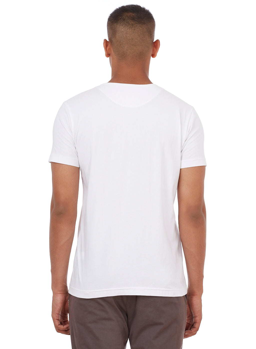 White Henley Neck Buttoned T-Shirt