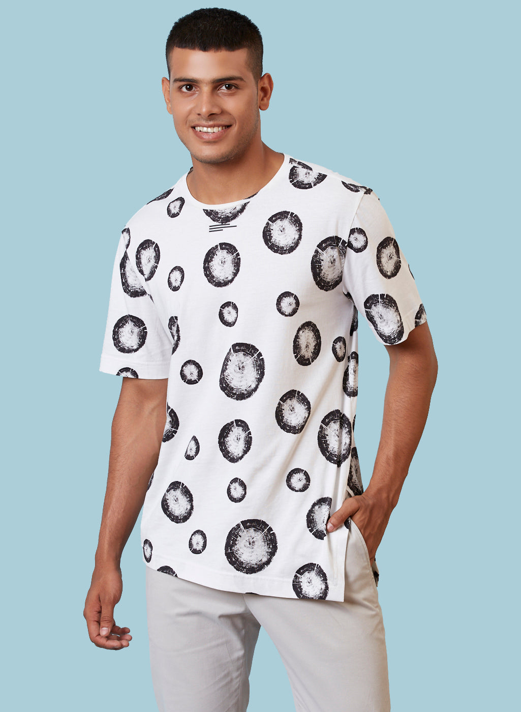 White Graphic Dot Print T-Shirt