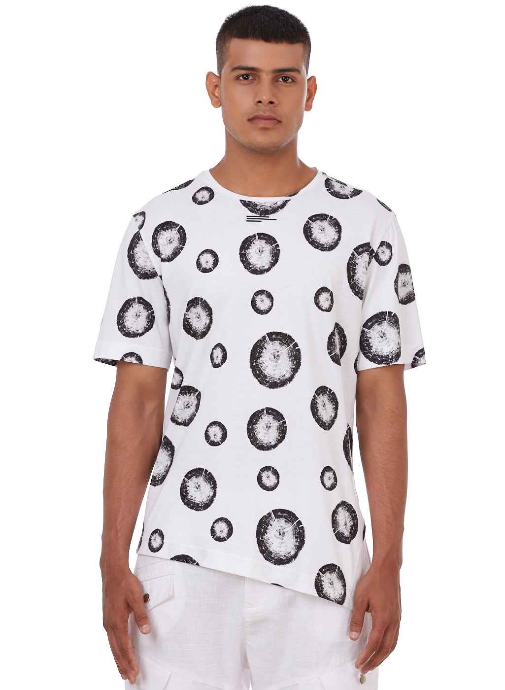 White Graphic Dot Print T-Shirt