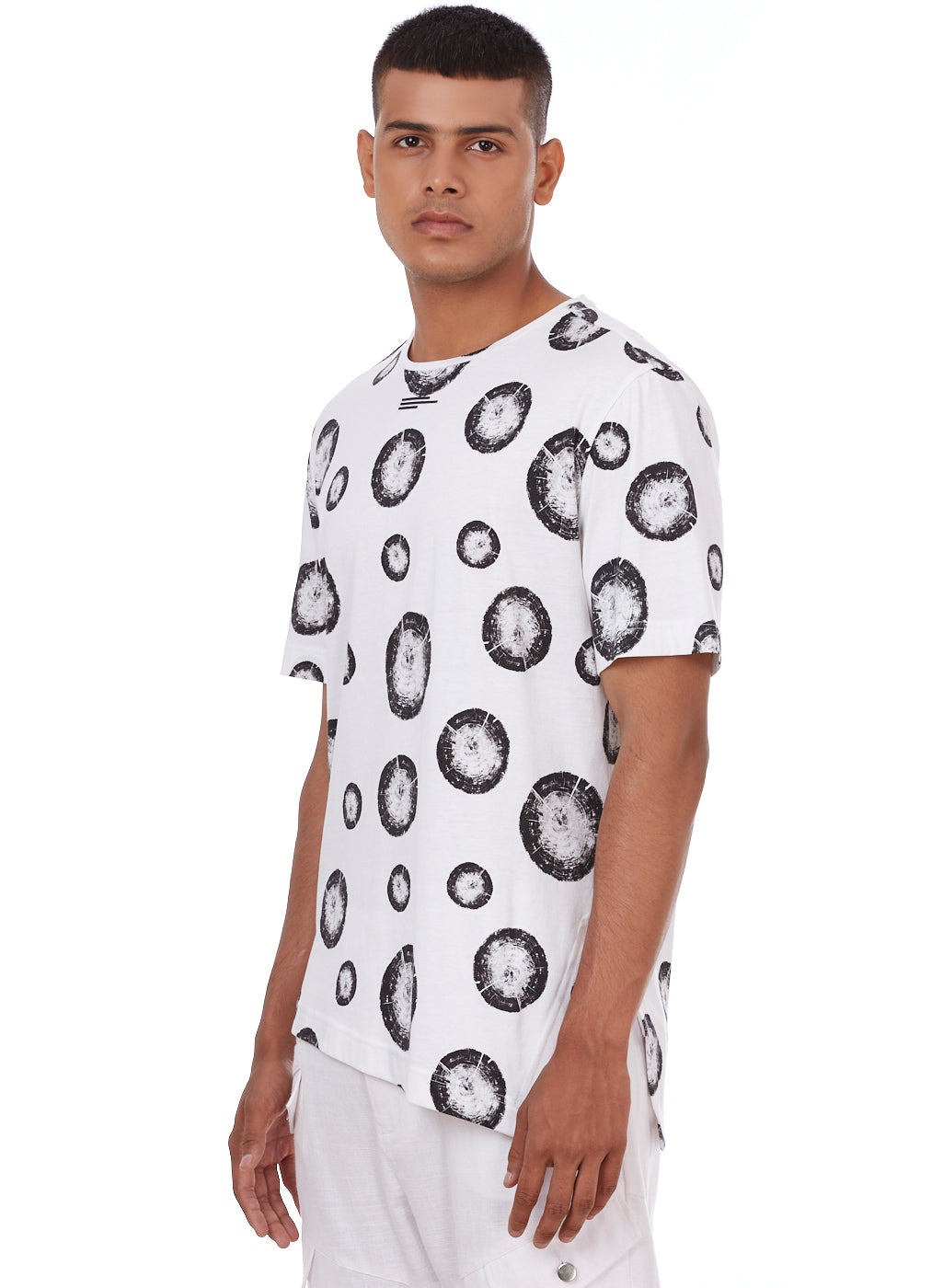 White Graphic Dot Print T-Shirt