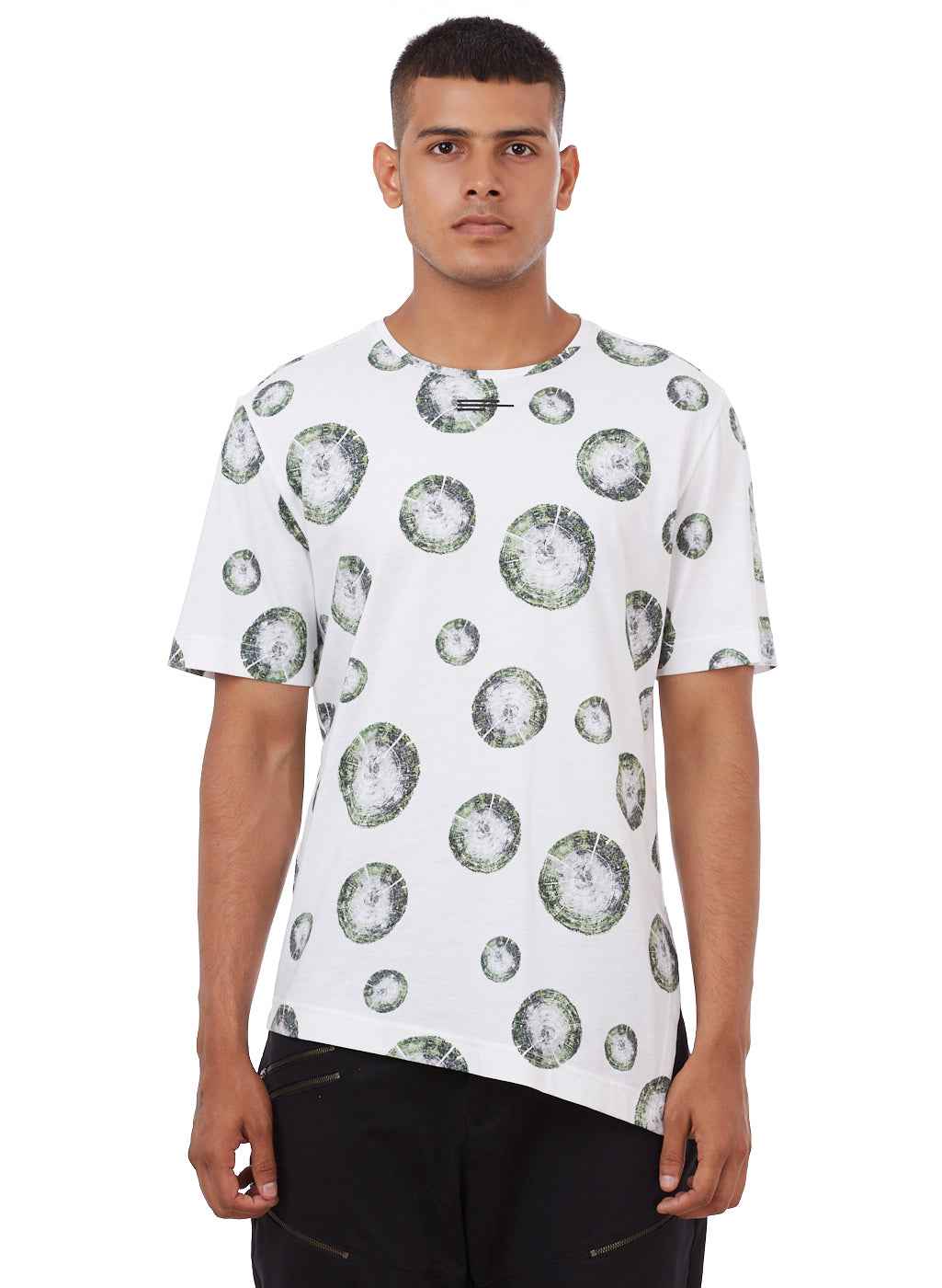 White & Green Dot Print Oversized T-Shirt