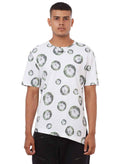 White & Green Dot Print Oversized T-Shirt