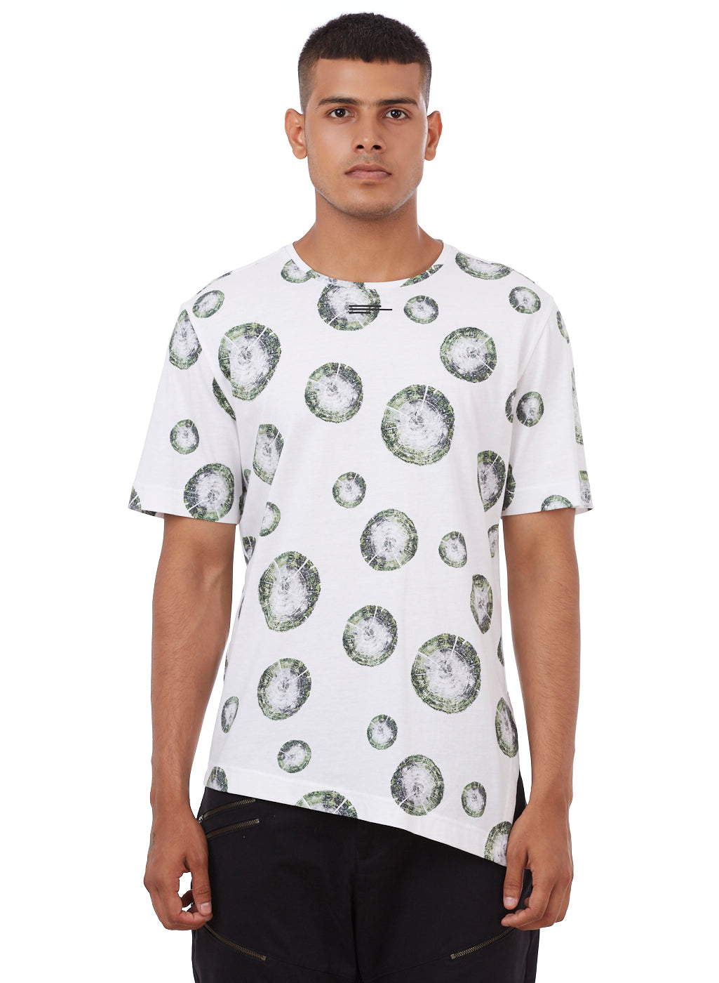 White & Green Dot Print Oversized T-Shirt