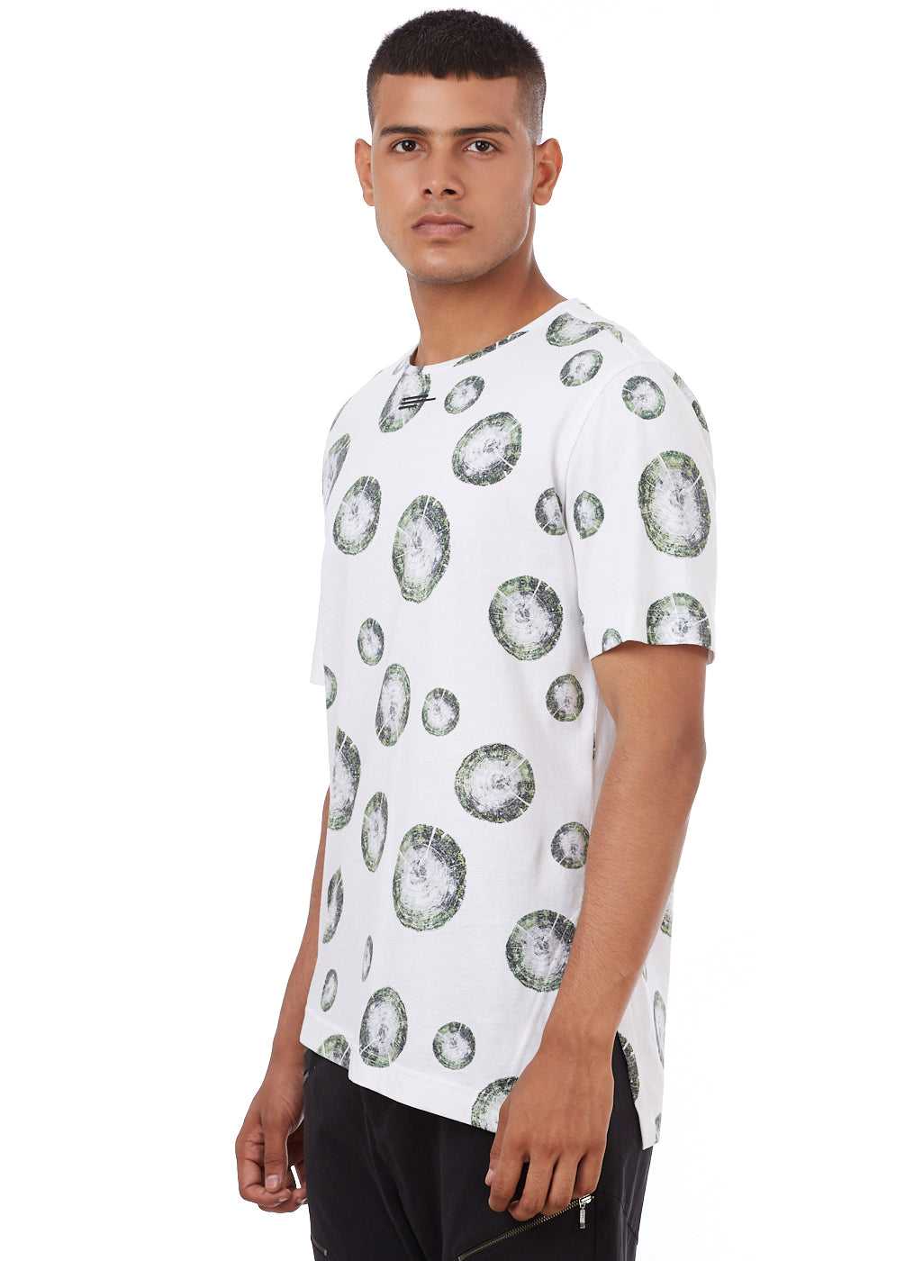 White & Green Dot Print Oversized T-Shirt