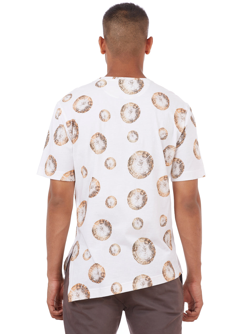 White & Tan Tree-Ring Print T-Shirt