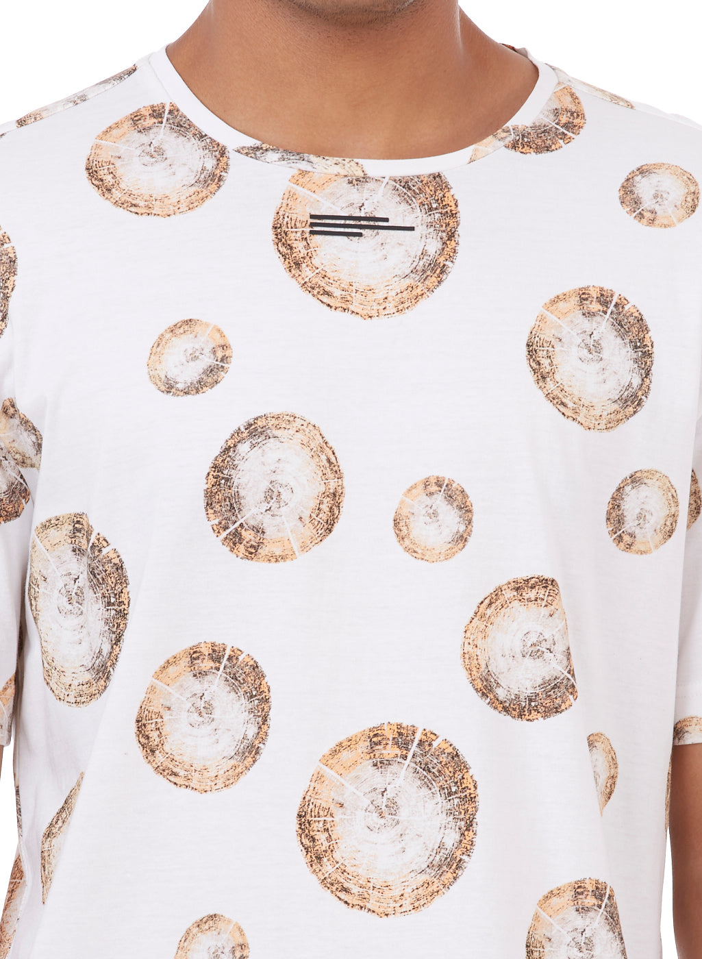 White & Tan Tree-Ring Print T-Shirt