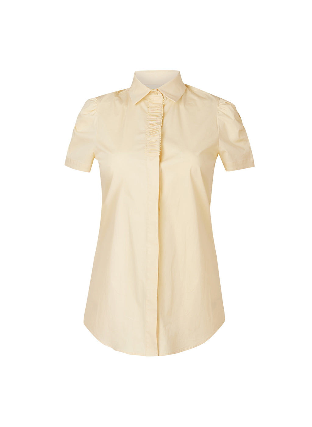 Soft Yellow Puff Sleeve Formal Shirt for Women