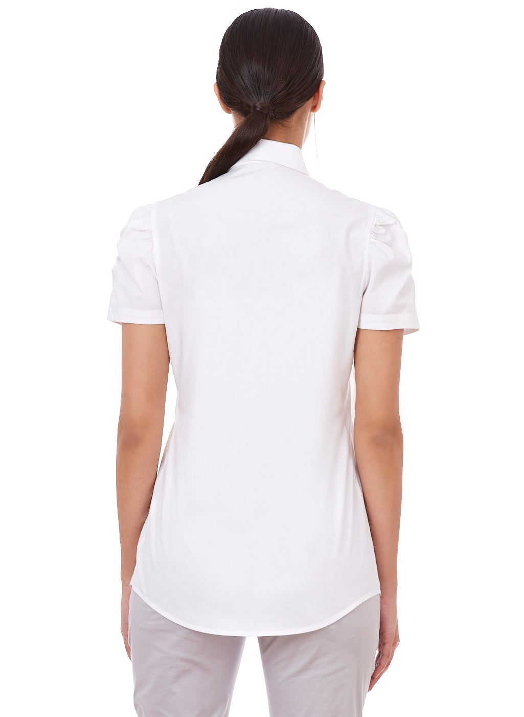 Soft White Puff Sleeve Formal Shirt for Women