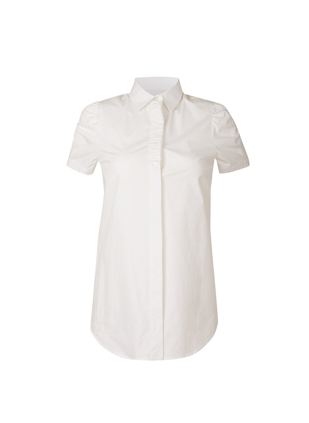 Soft White Puff Sleeve Formal Shirt for Women