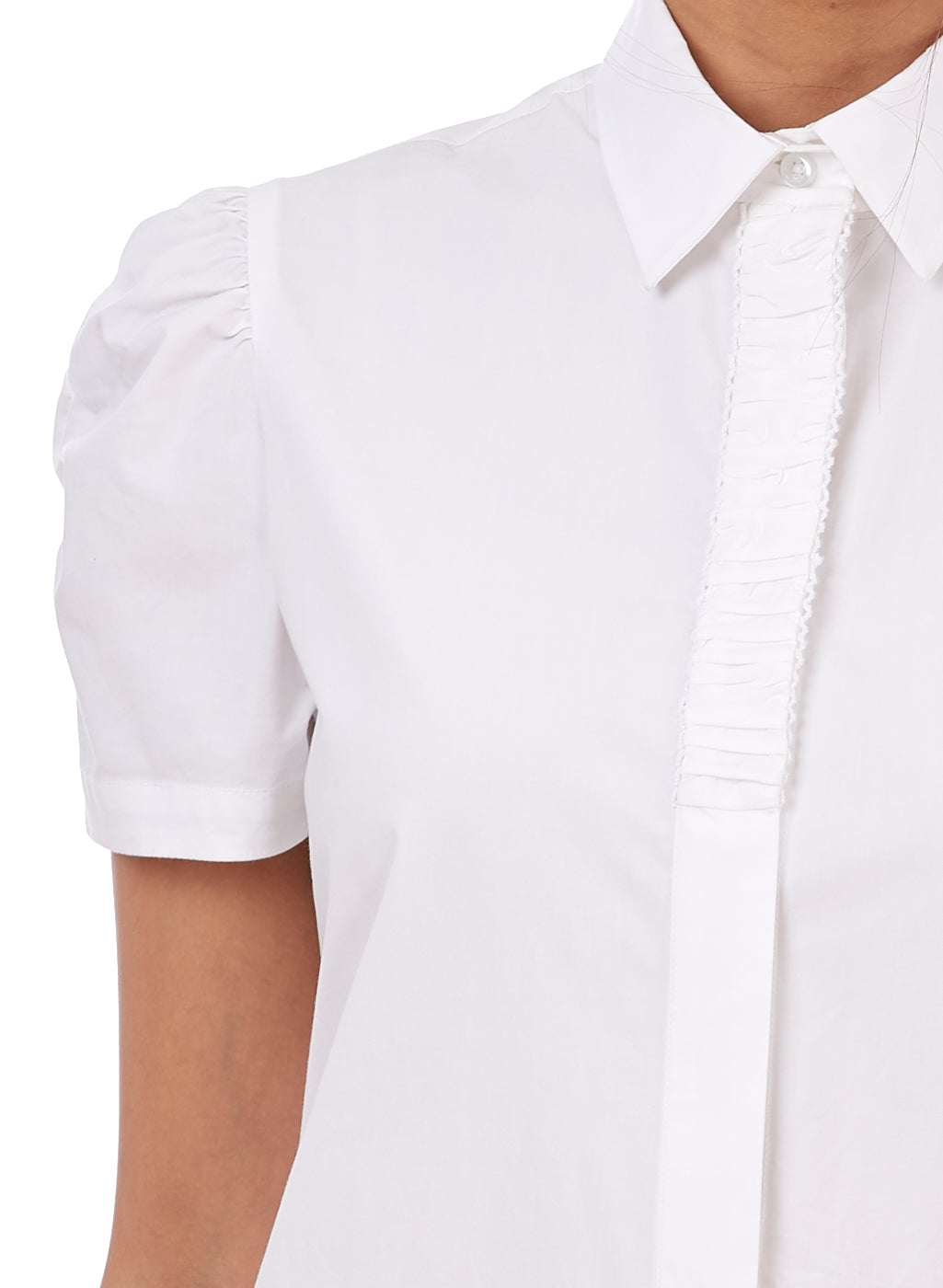 Soft White Puff Sleeve Formal Shirt for Women