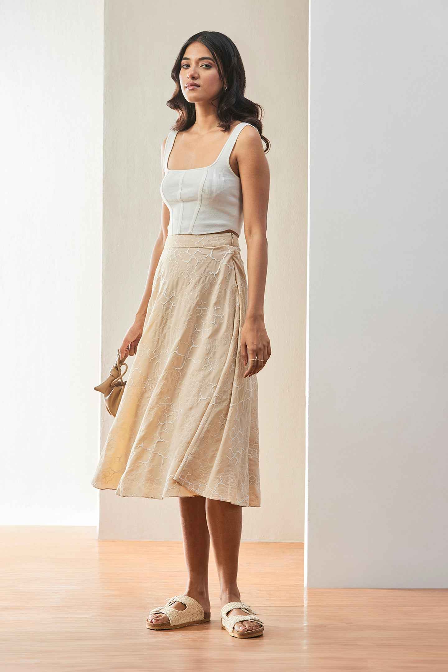 Casual Womens Skirt Beige