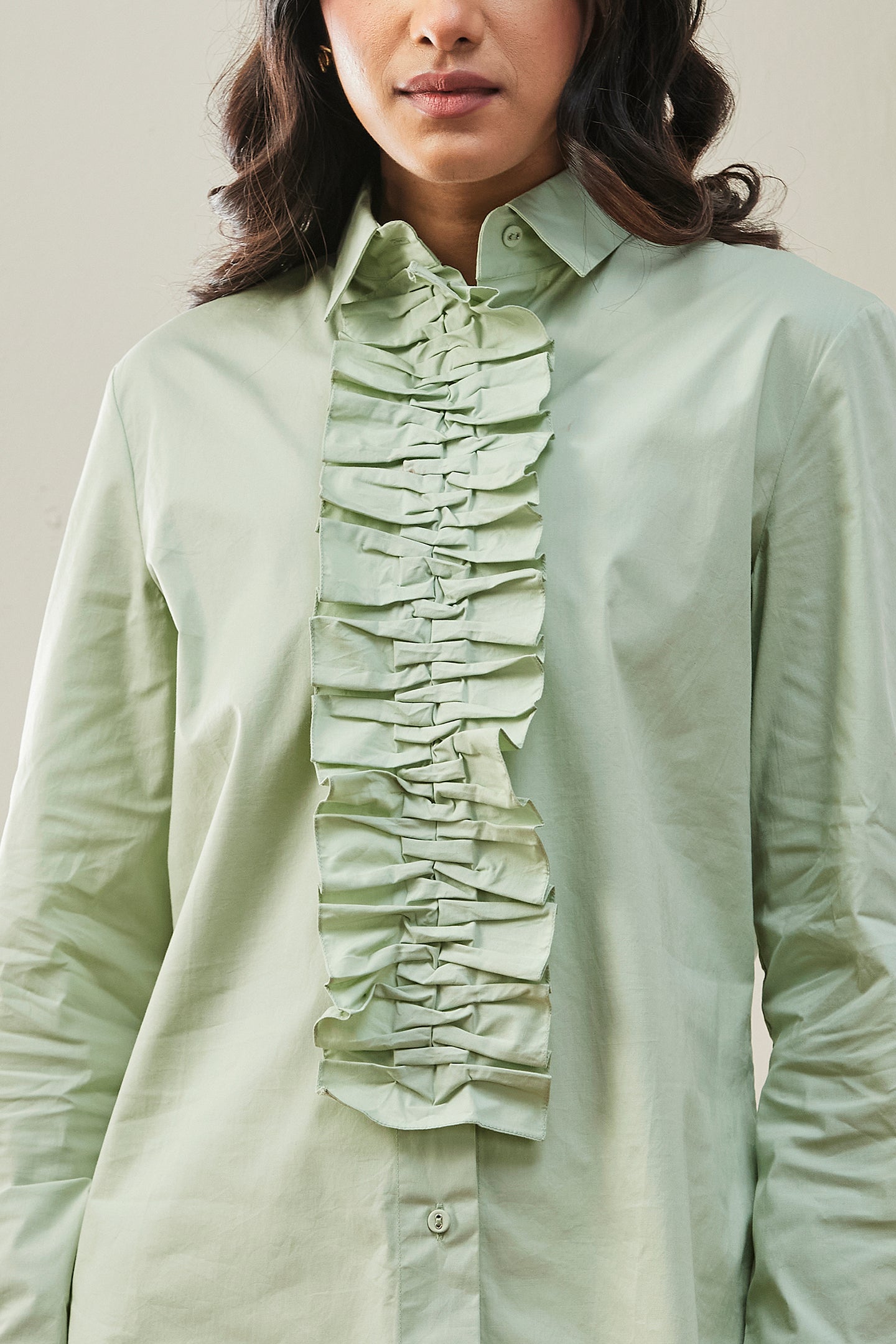Green Classic Full Sleeves Top For Women