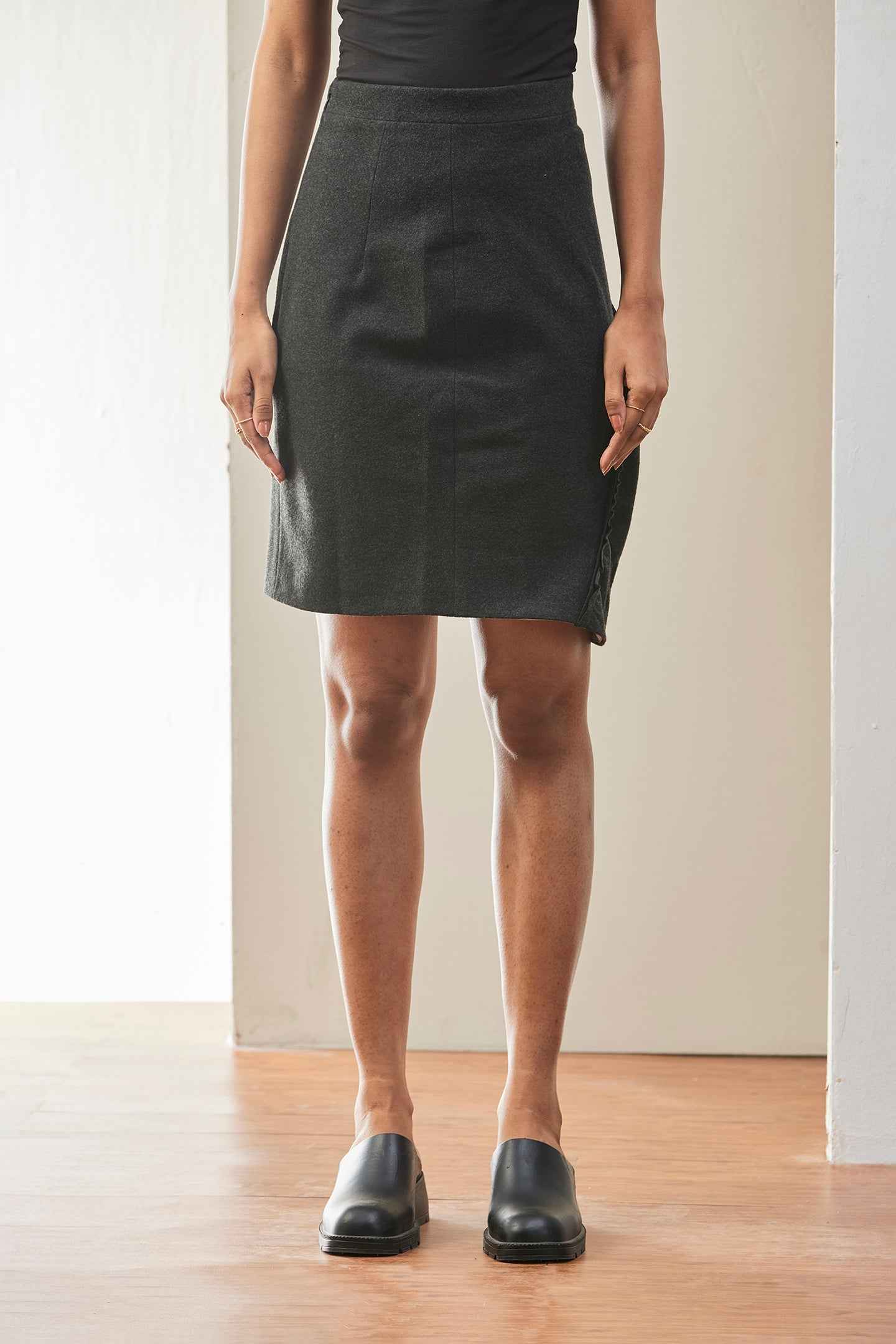 Charcoal Grey Structured Pencil Skirt