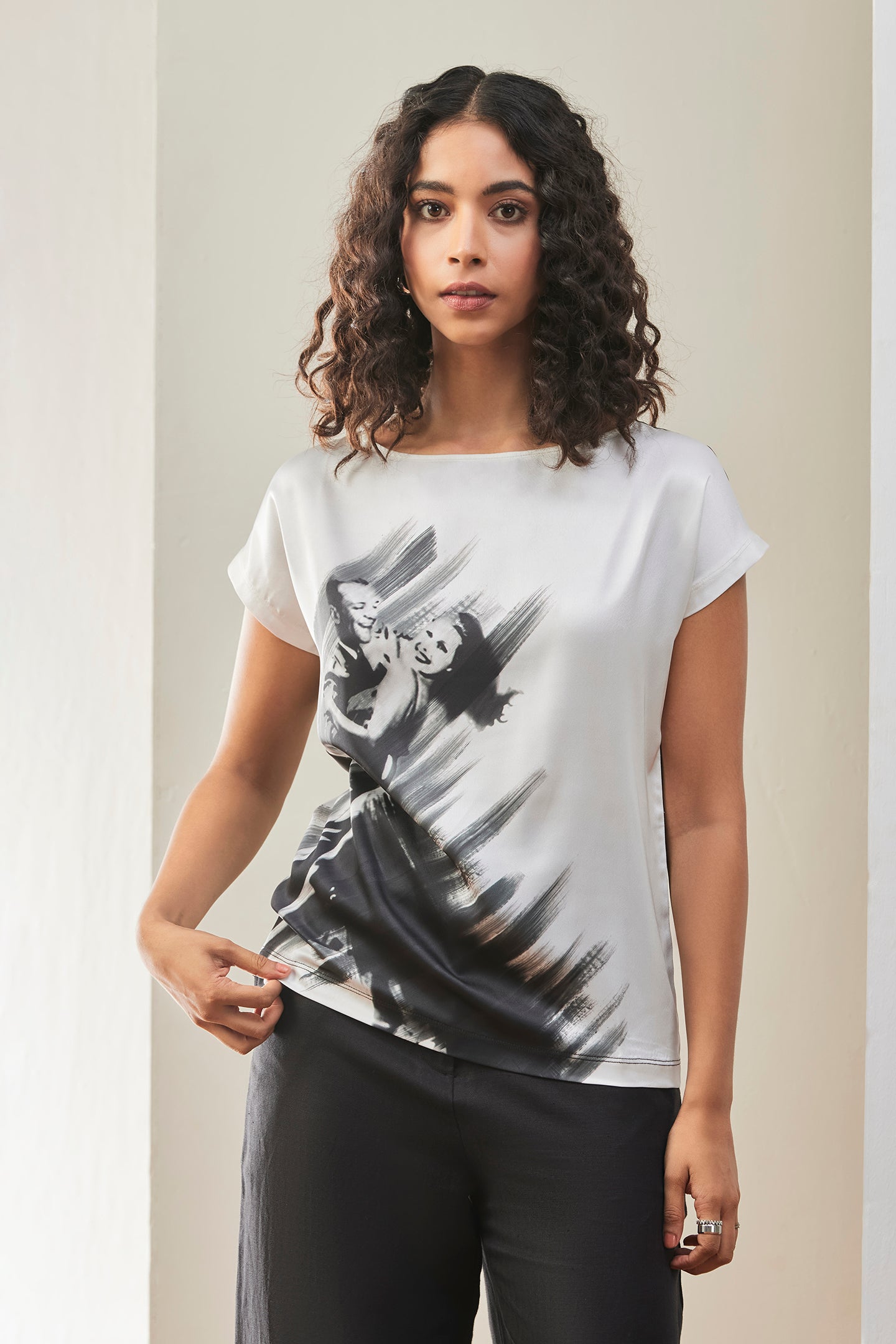 White Black Classic Photo Design Womens T-shirt