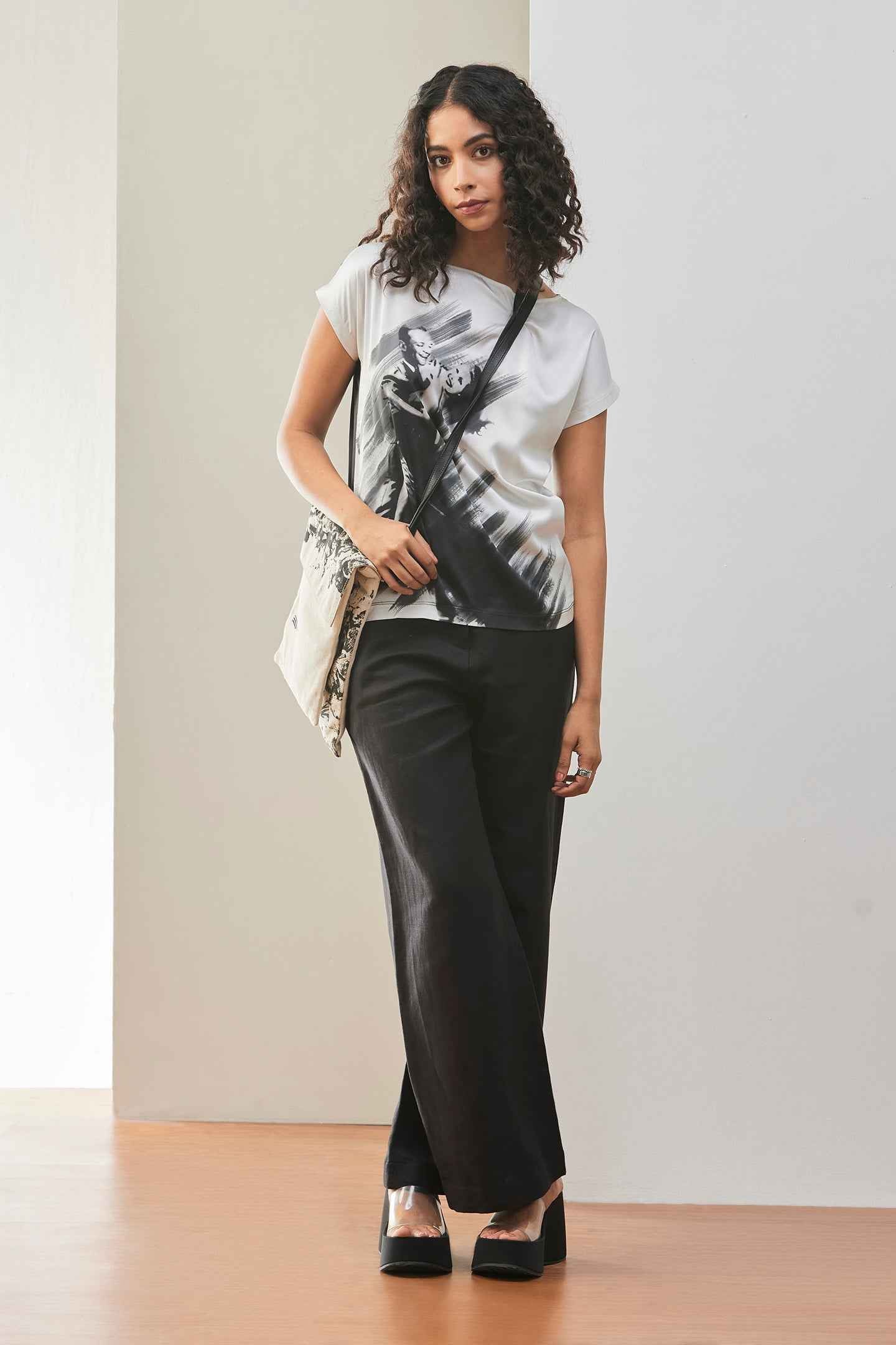 White Black Classic Photo Design Womens T-shirt