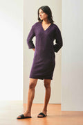 Plum Textured Knit Shift Dress Purple