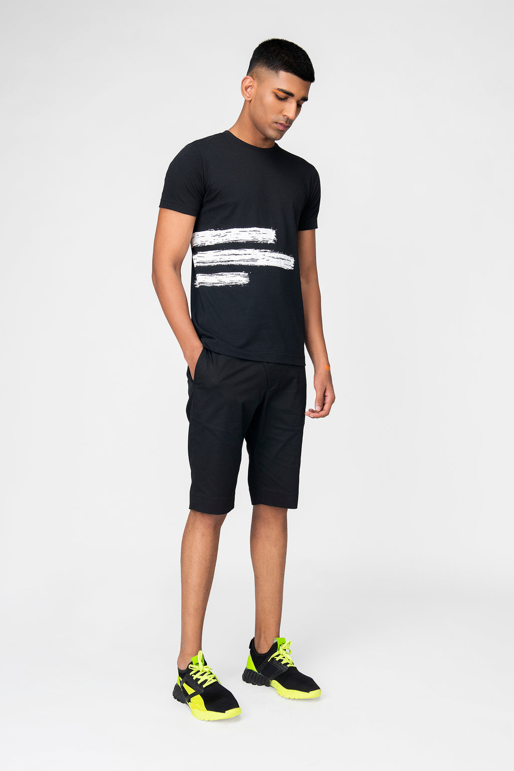 Black Brushstroke Graphic T-Shirt for Men