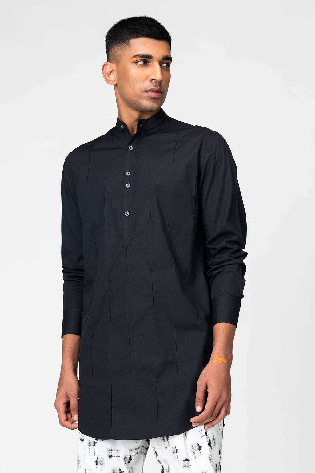 Classic Black Mandarin Collar Kurta for Men