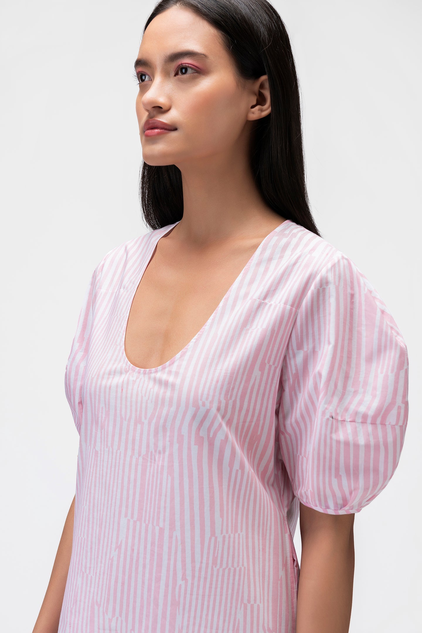 Dress with Asymettrical Printed Stripes