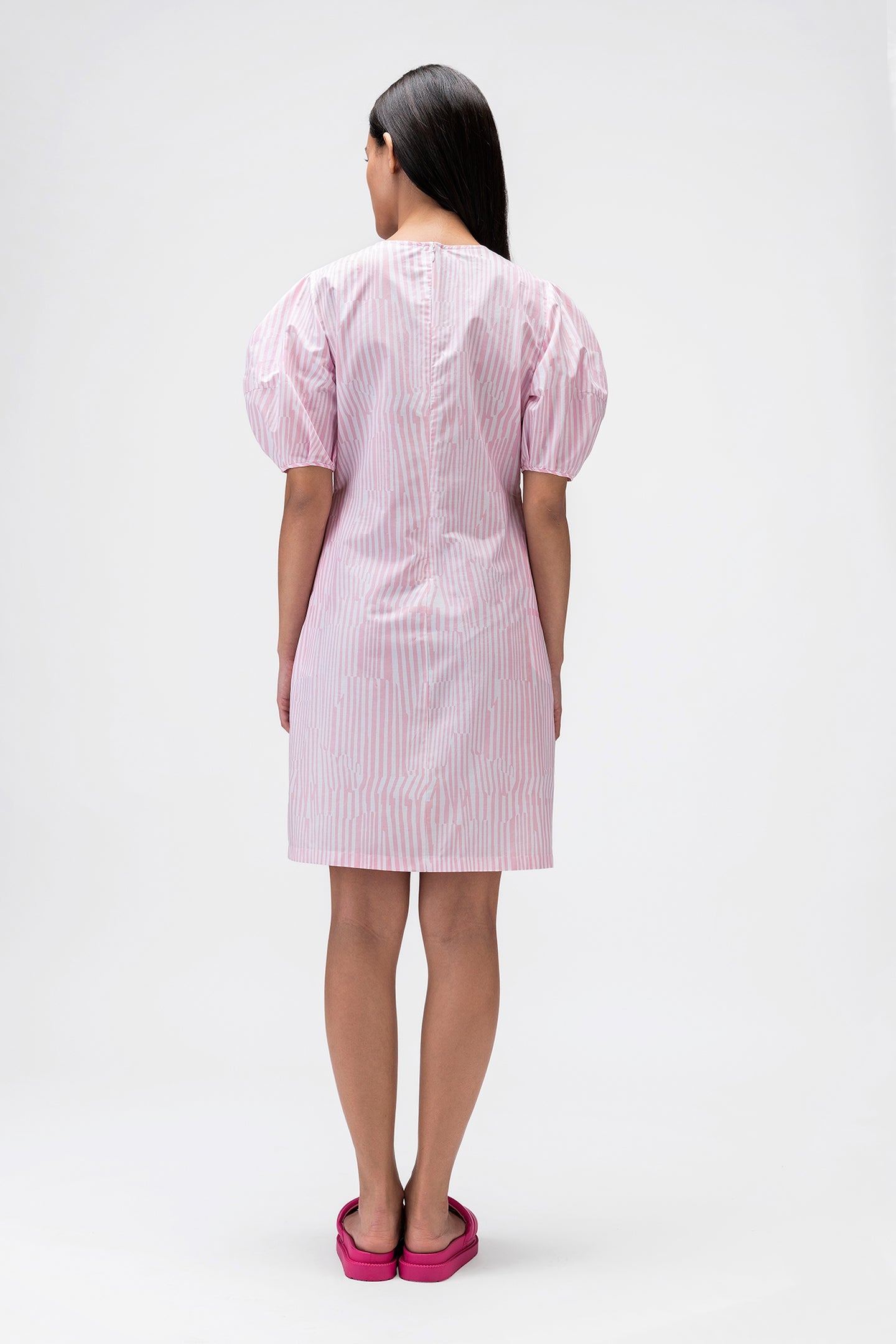 Dress with Asymettrical Printed Stripes