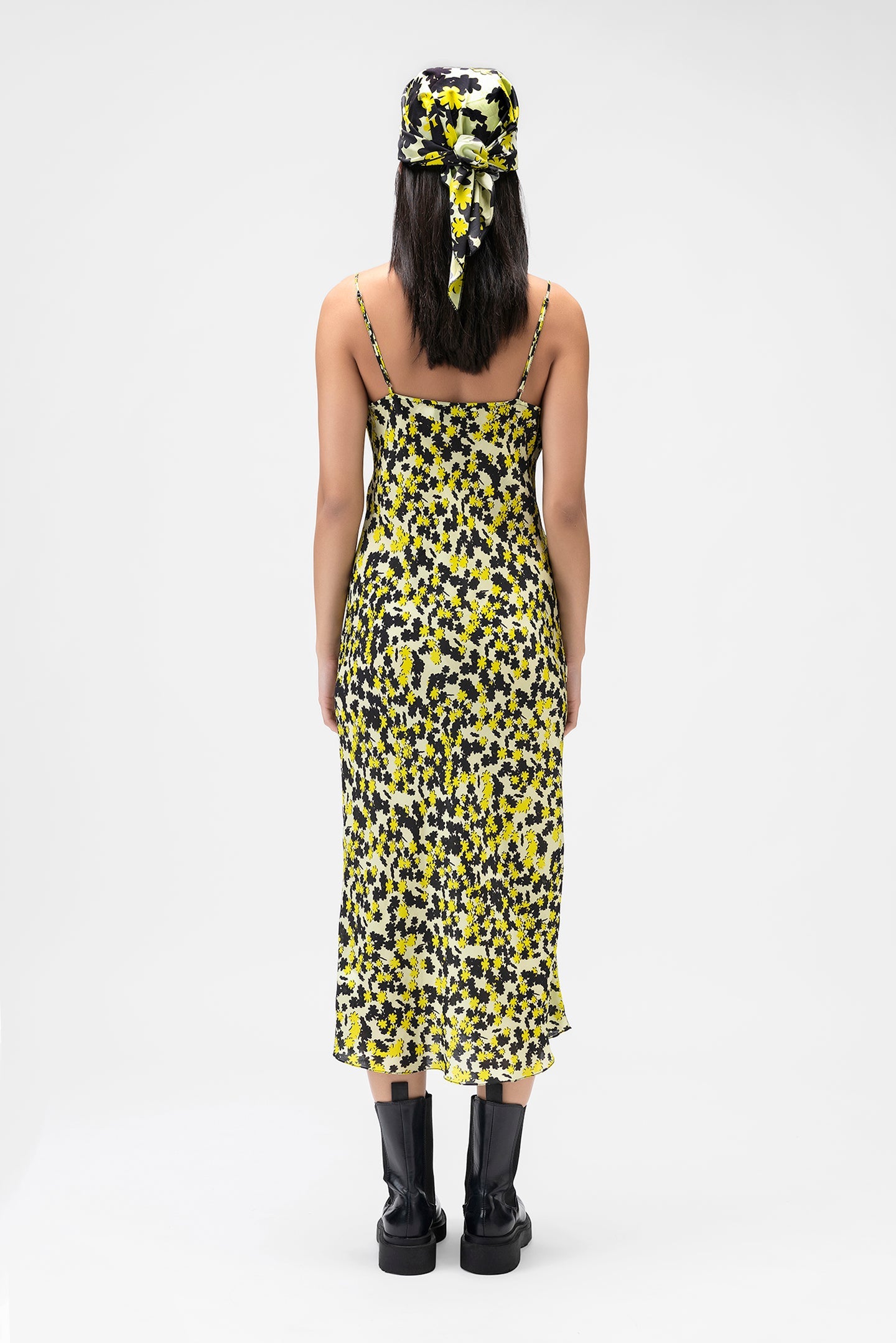 Floral Collage Satin Slip Dress