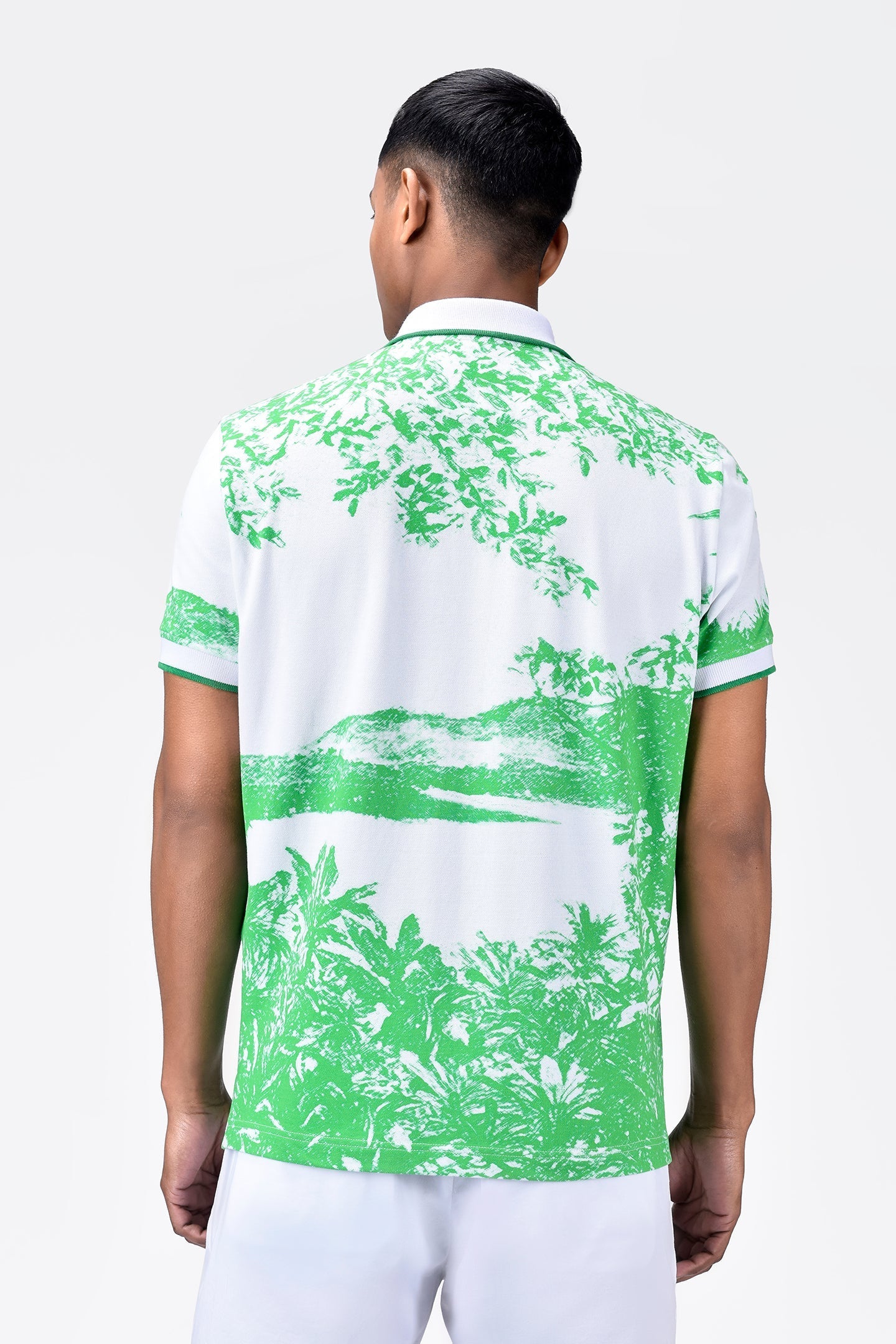Men's Regular Fit Cotton Pique Polo with Contrast Tipping-Spring Green