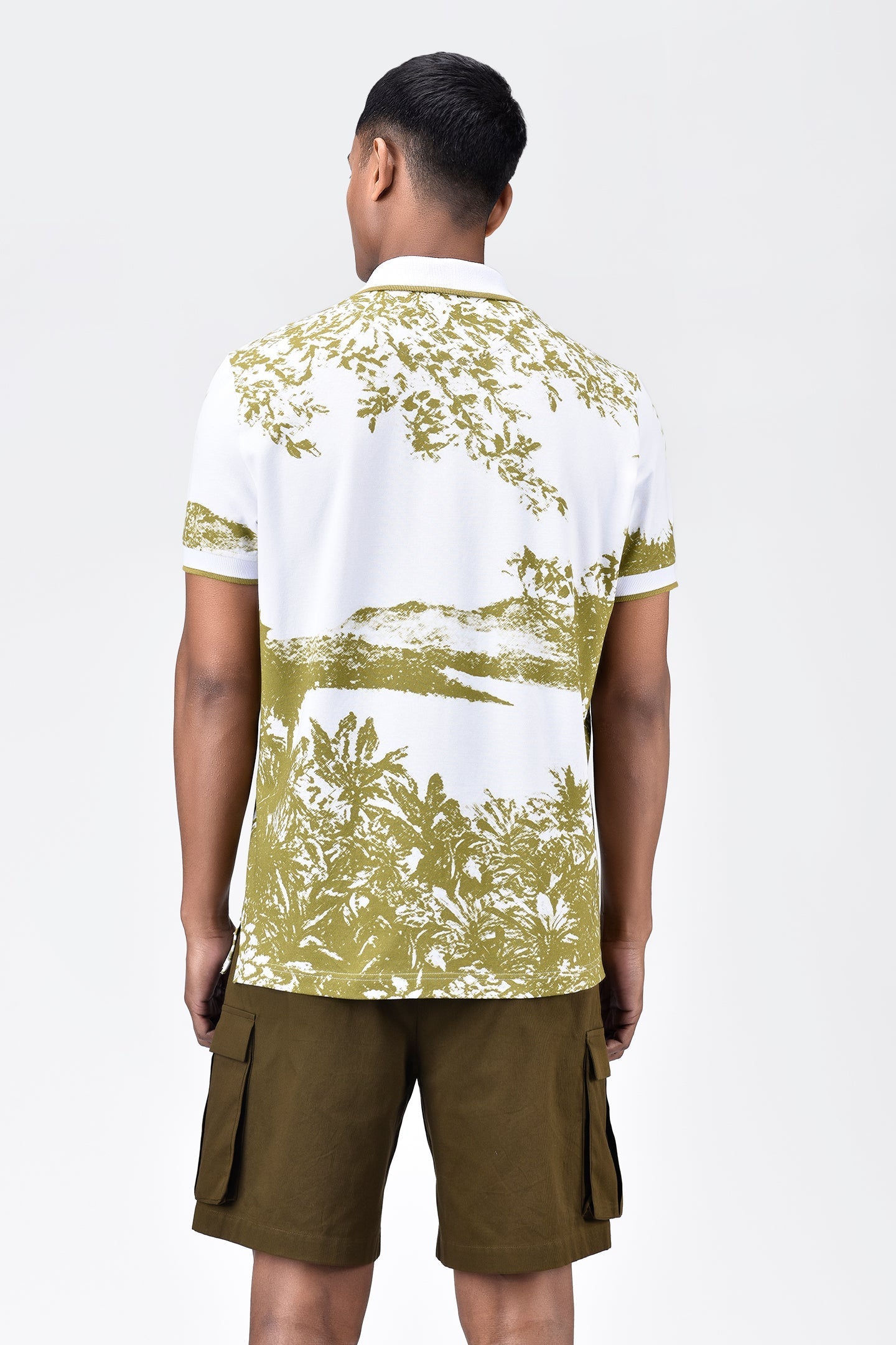 Men's Regular Fit Cotton Pique Polo with Contrast Tipping-Bright Olive
