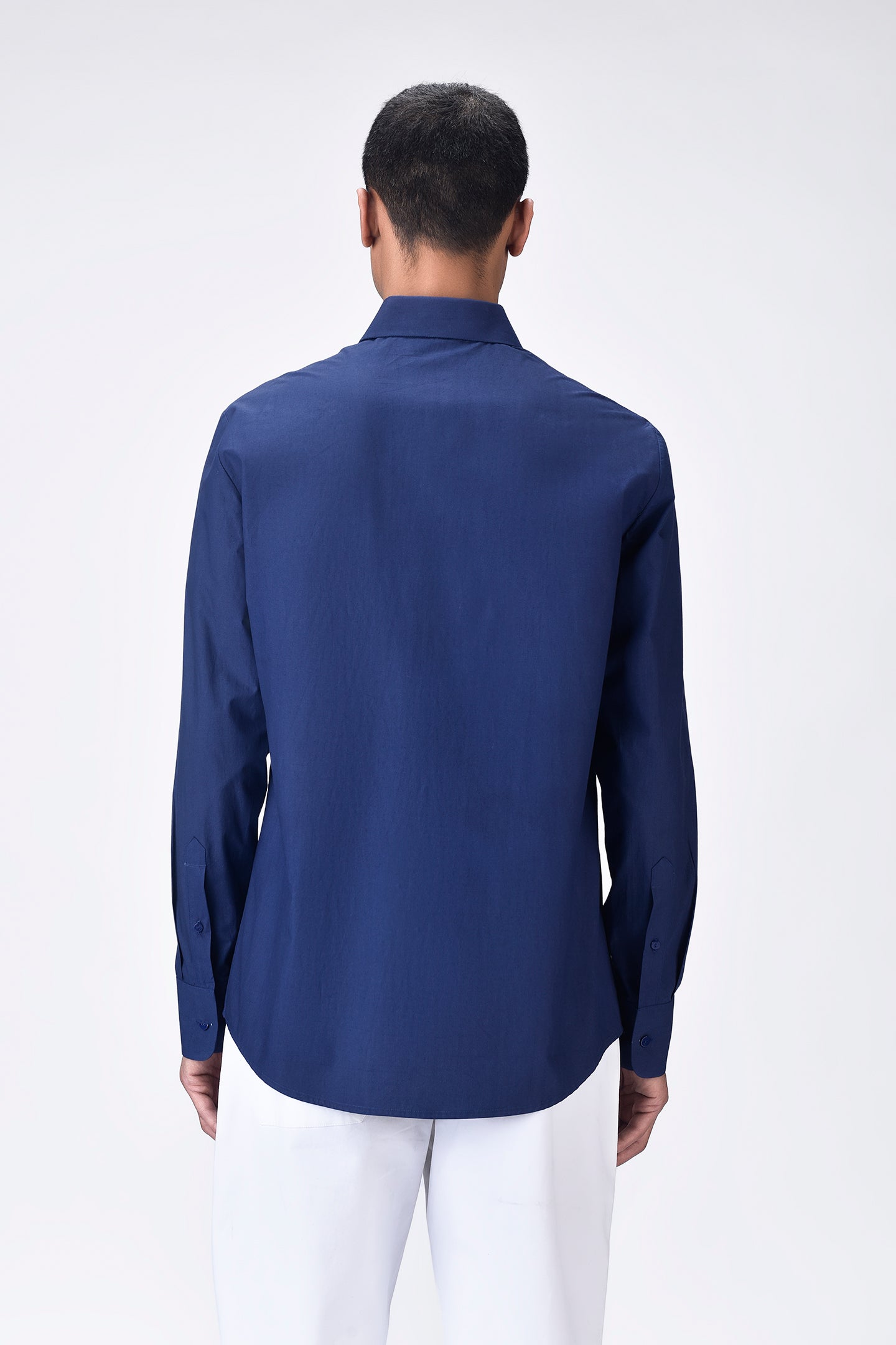 Giza Cotton Poplin Shirt - Navy Blue
