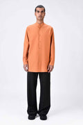 Light Amber Band Collar Kurta
