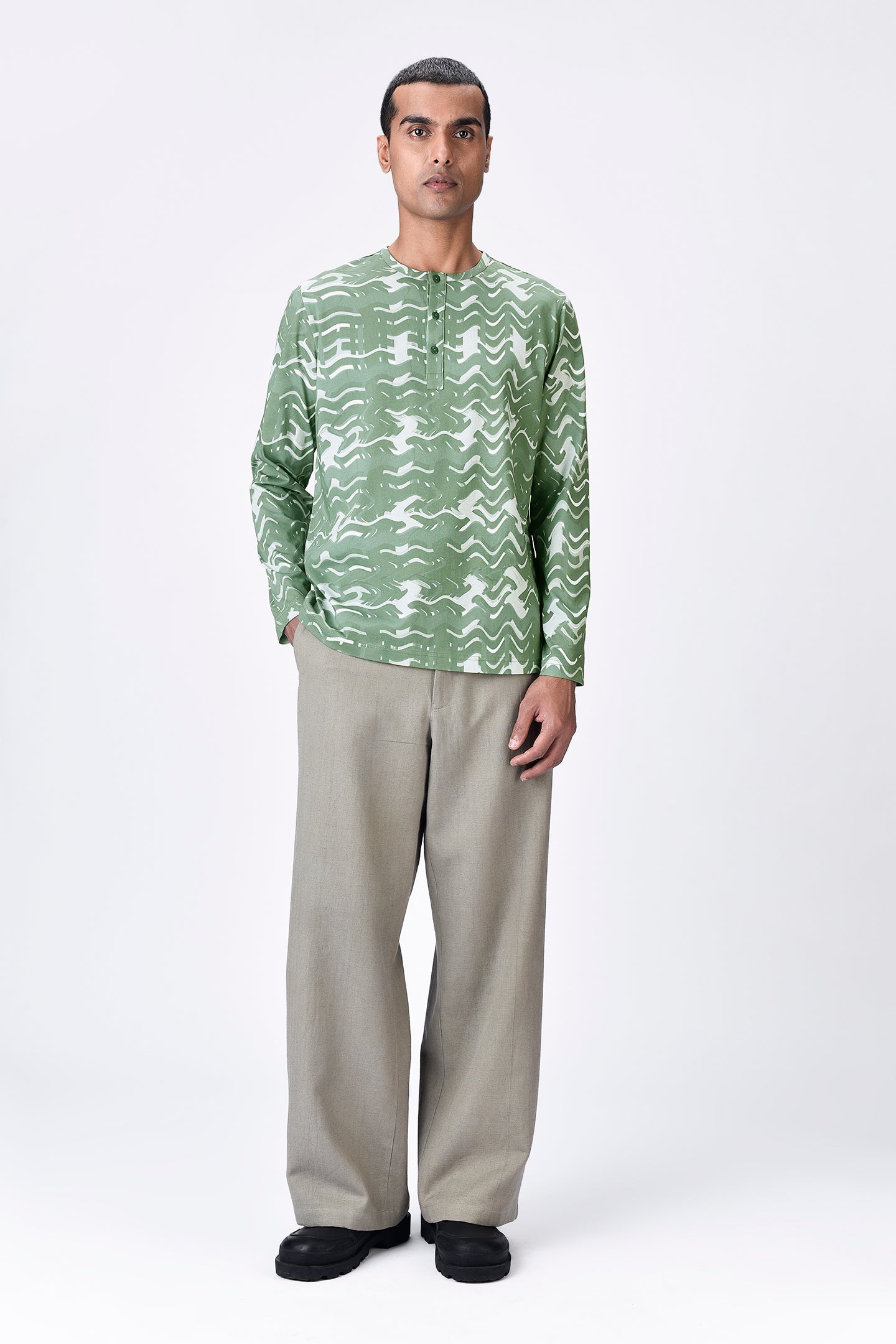 Taupe Regular Fit Full Sleeve T-Shirt