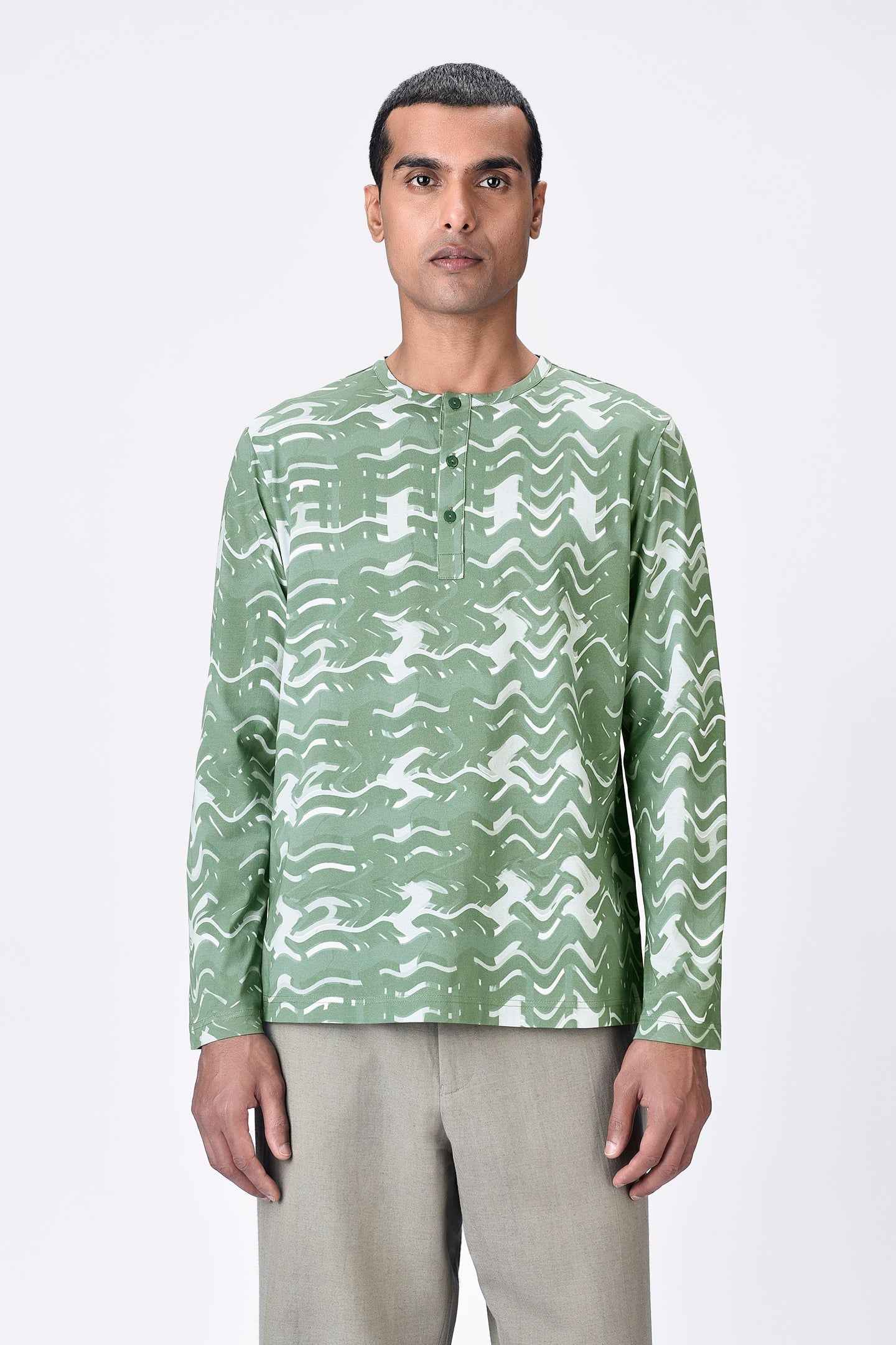 Taupe Regular Fit Full Sleeve T-Shirt