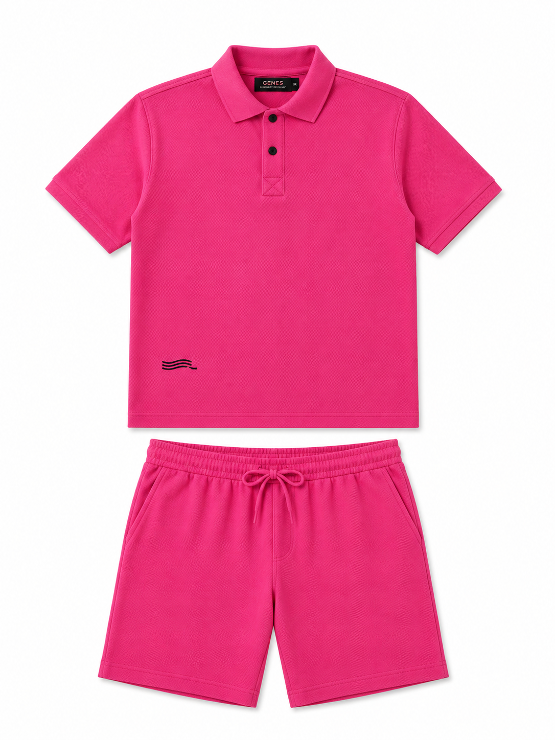 Men's Cotton Blend Polo Co-Ord Set – Hot Pink