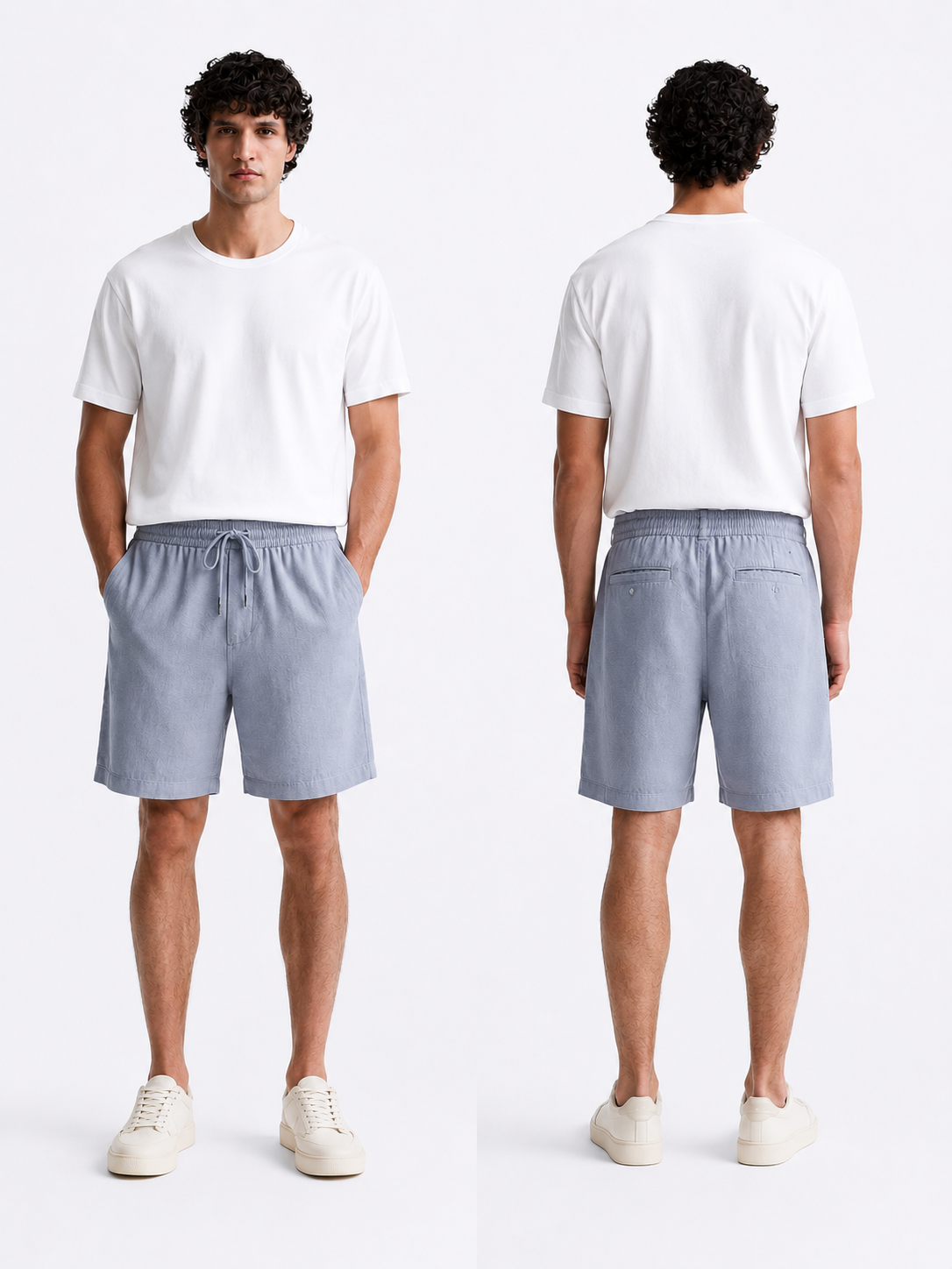 Checked Relaxed Shorts – Blue Micro Check