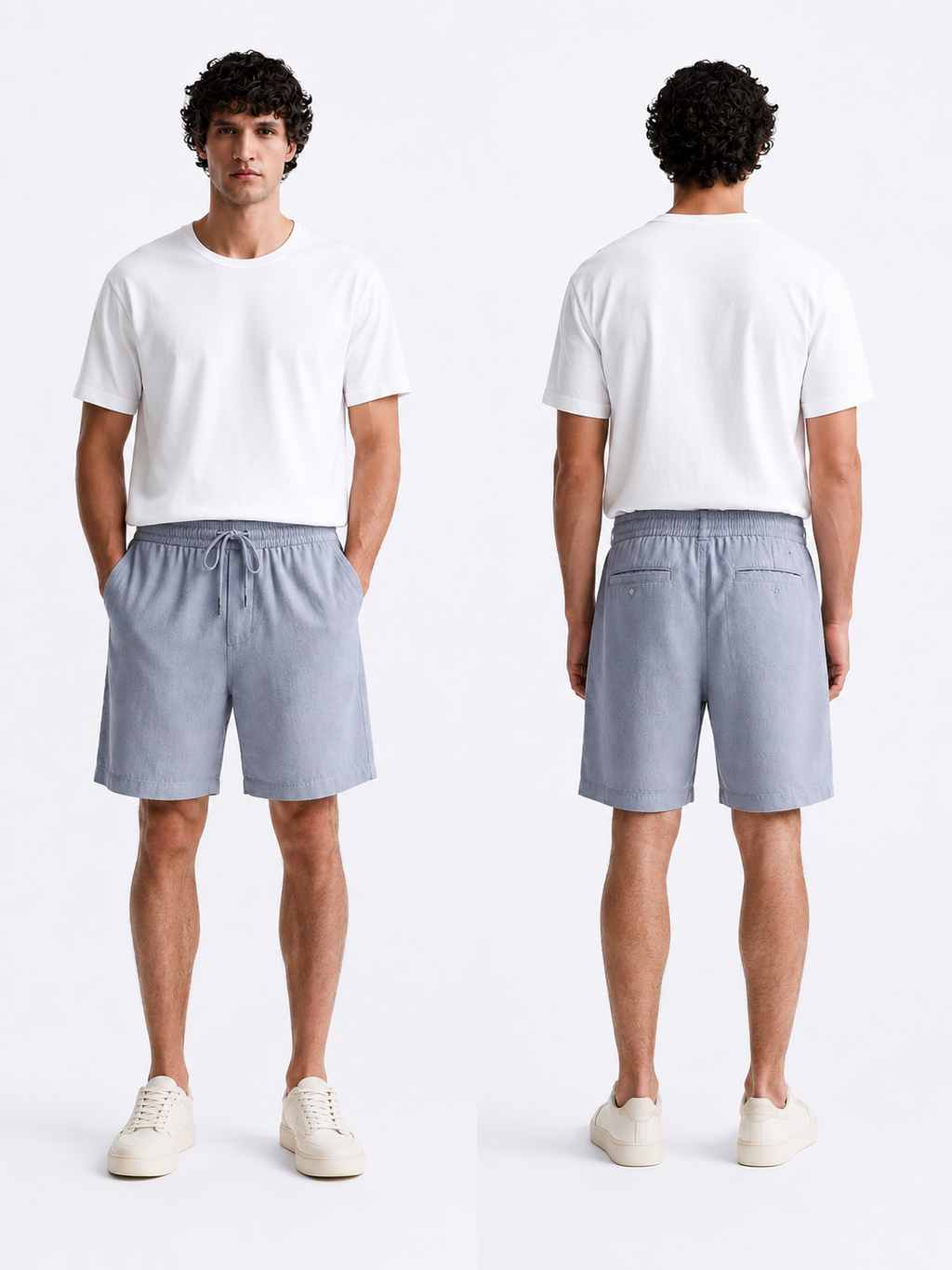 Checked Relaxed Shorts – Grey Micro Check