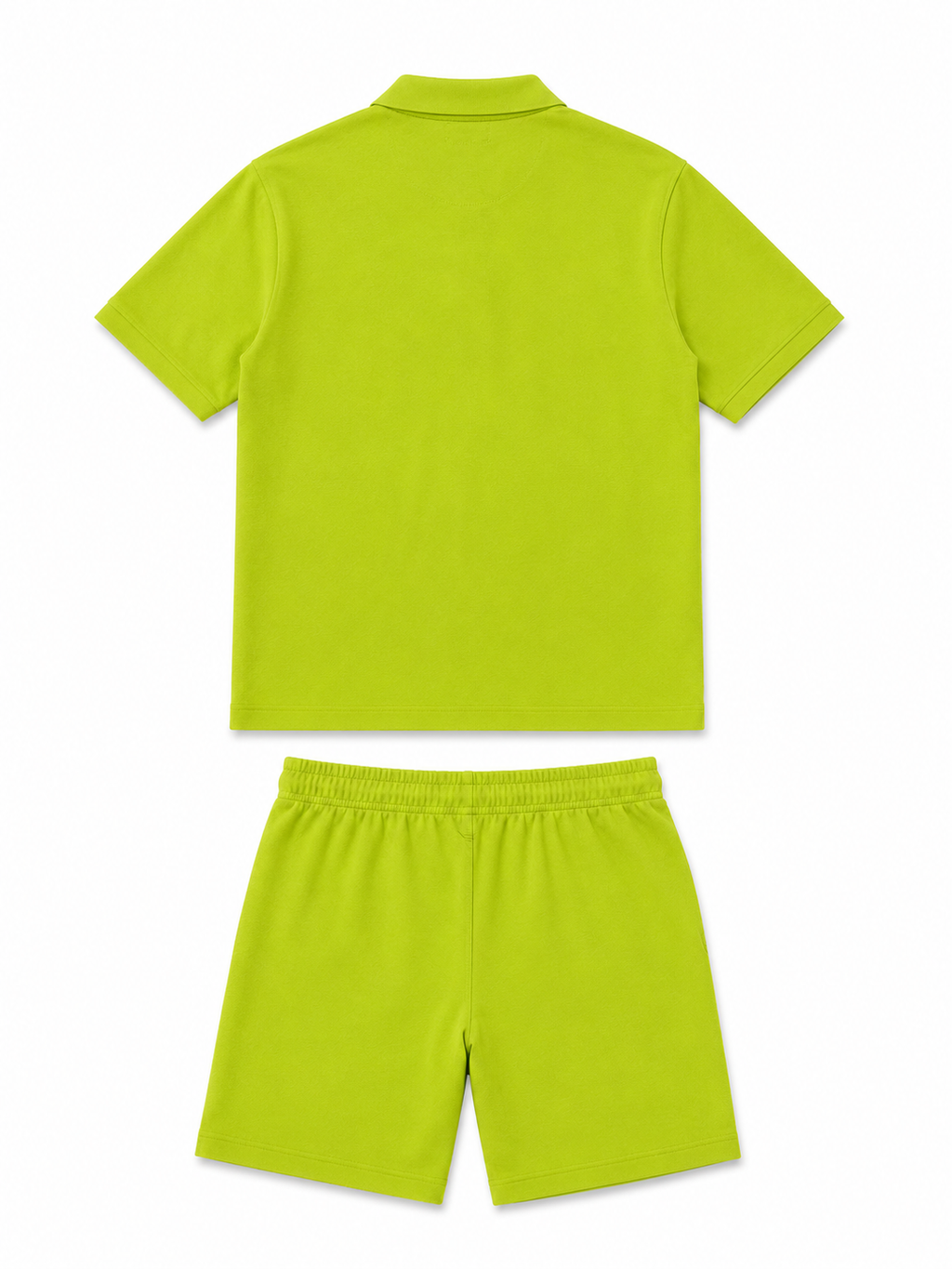 Men's Cotton Blend Polo Co-Ord Set – Lime Green