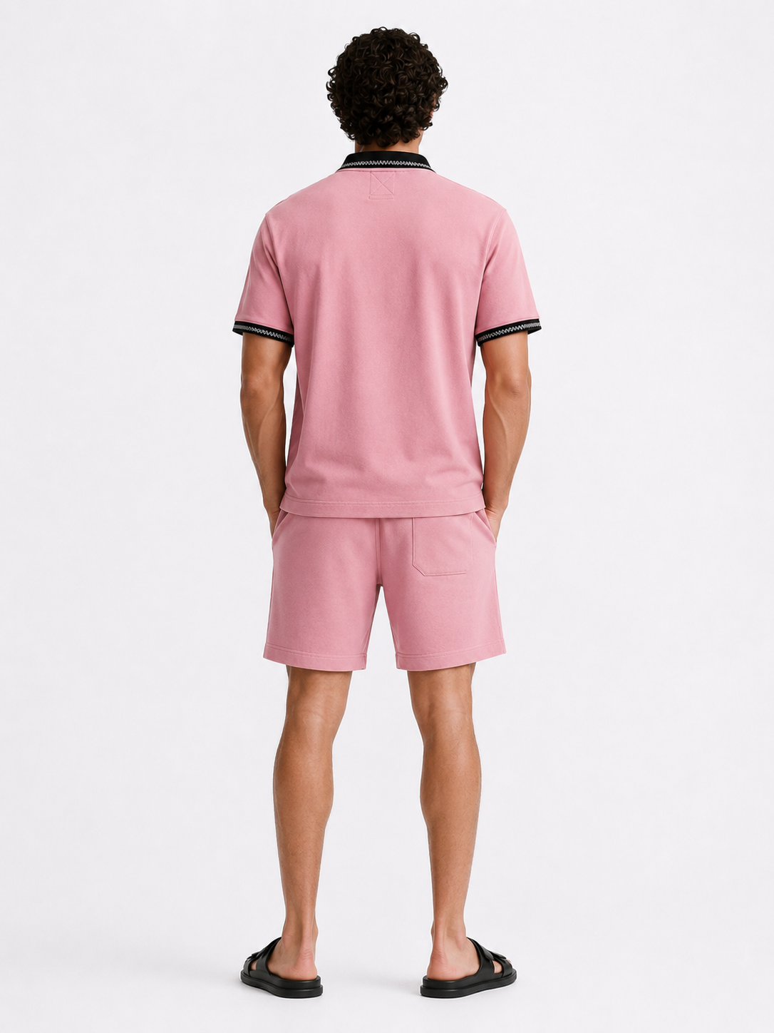 Men's Cotton Blend Polo Co-Ord Set – Dusty Pink