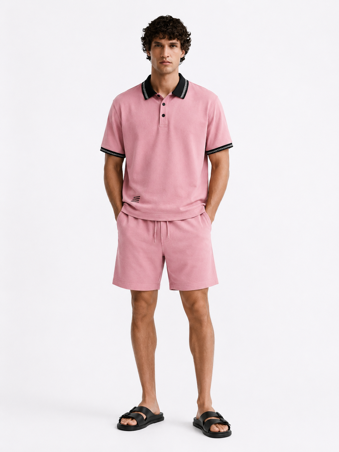Men's Cotton Blend Polo Co-Ord Set – Dusty Pink