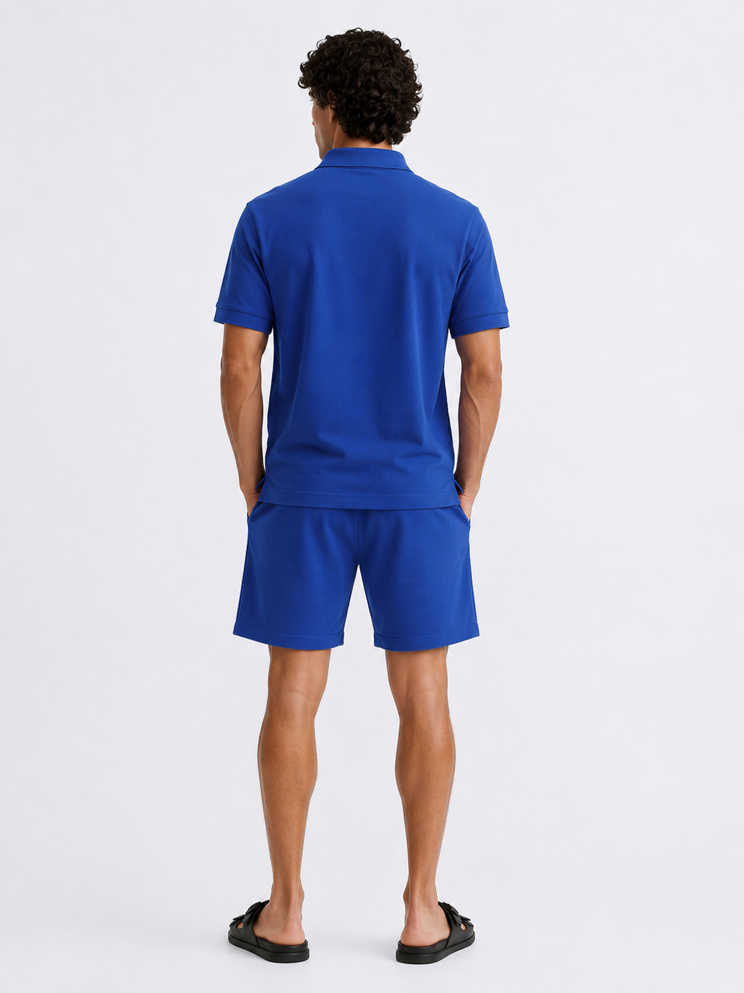 Men's Cotton Blend Polo Co-Ord Set – Royal Blue