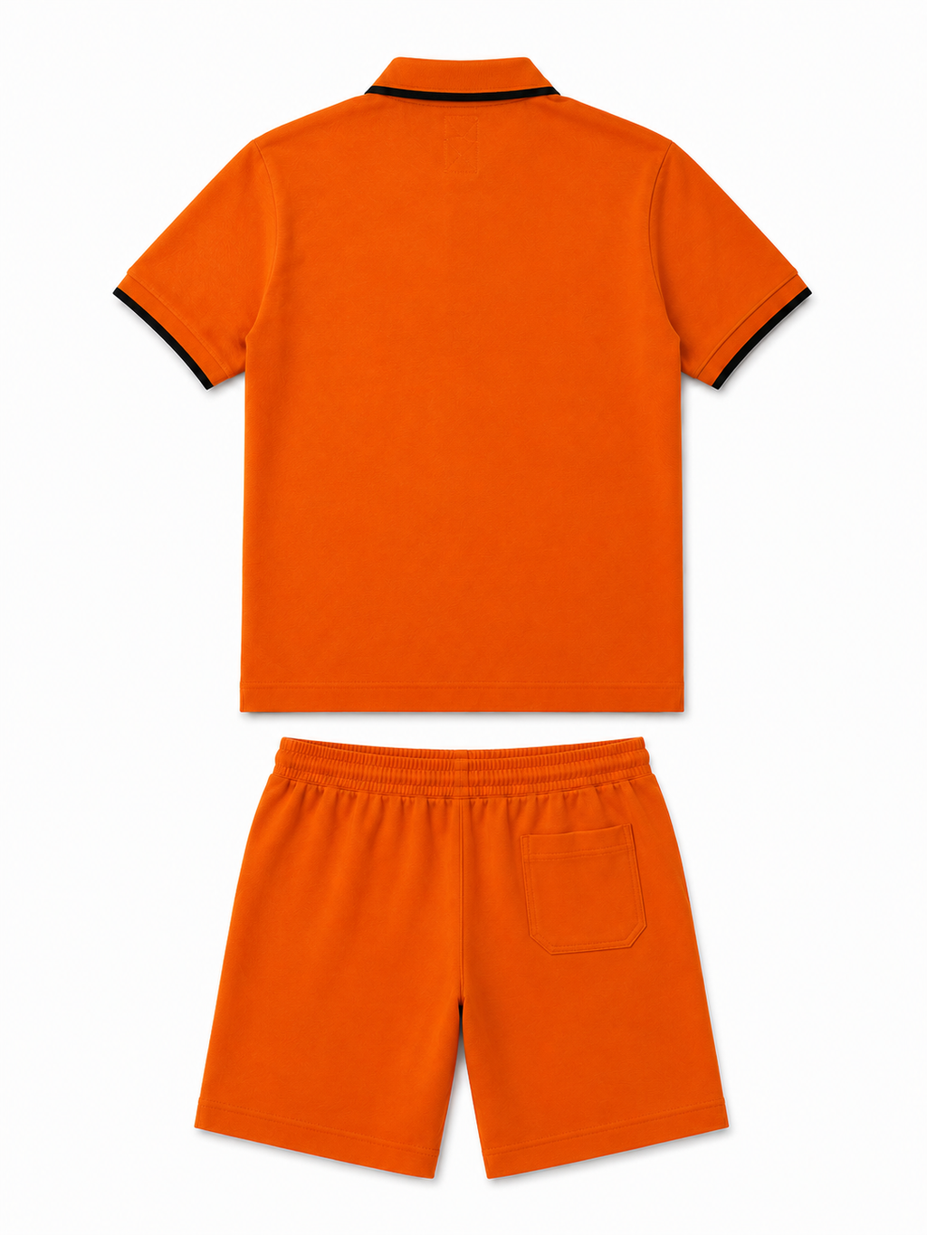 Men's Cotton Blend Polo Co-Ord Set – Orange