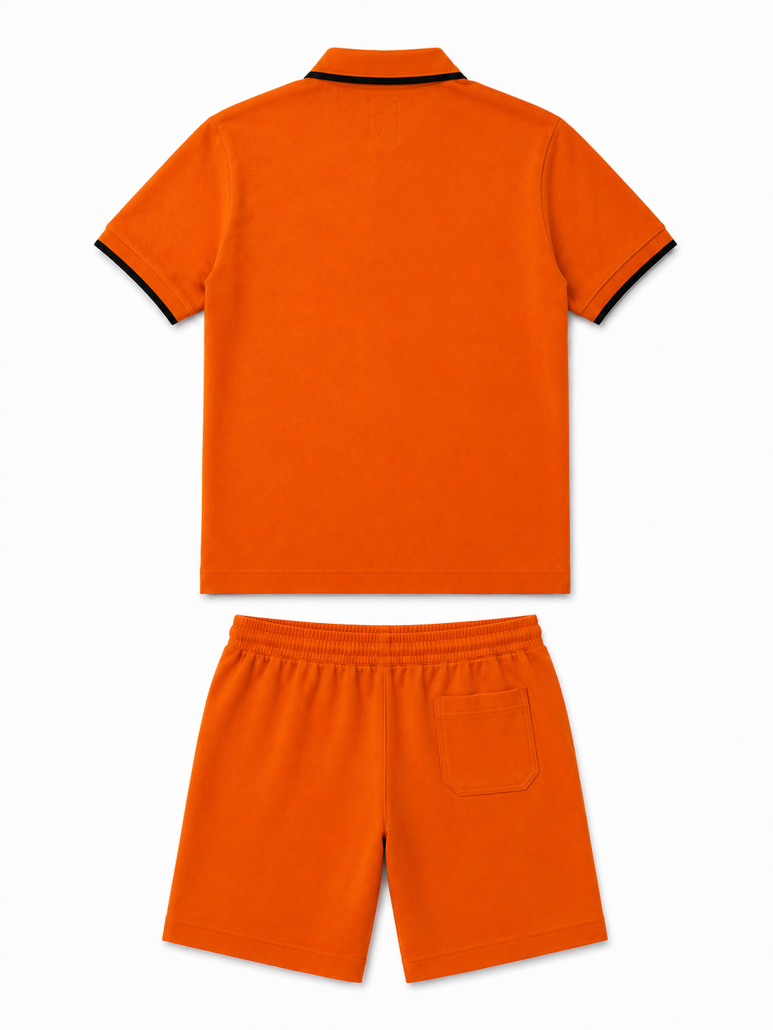 Men's Cotton Blend Polo Co-Ord Set – Orange
