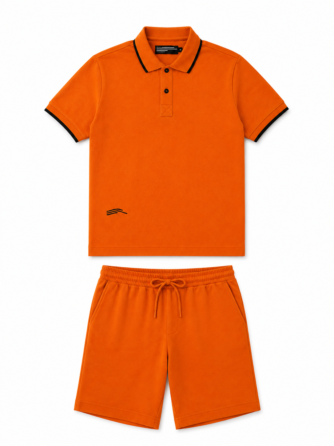 Men's Cotton Blend Polo Co-Ord Set – Orange